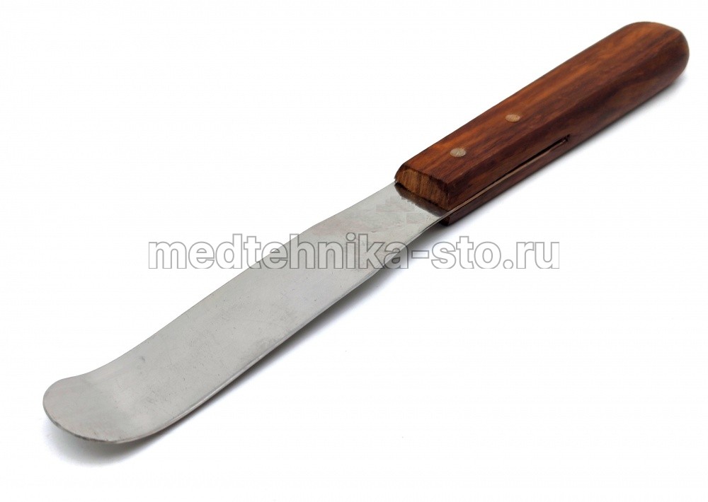 Шпатель для гипса изогнутый с деревянной ручкой