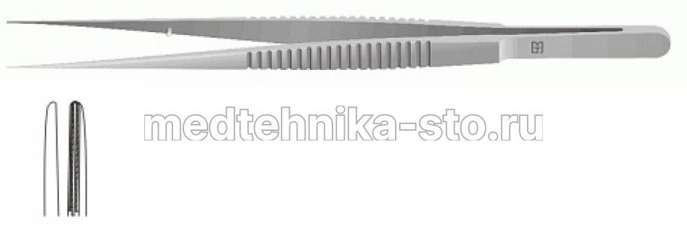 Пинцет м/х по Де Бейки пл.р, 210 мм, р.ч. 2,0 мм, плат.20 мм
