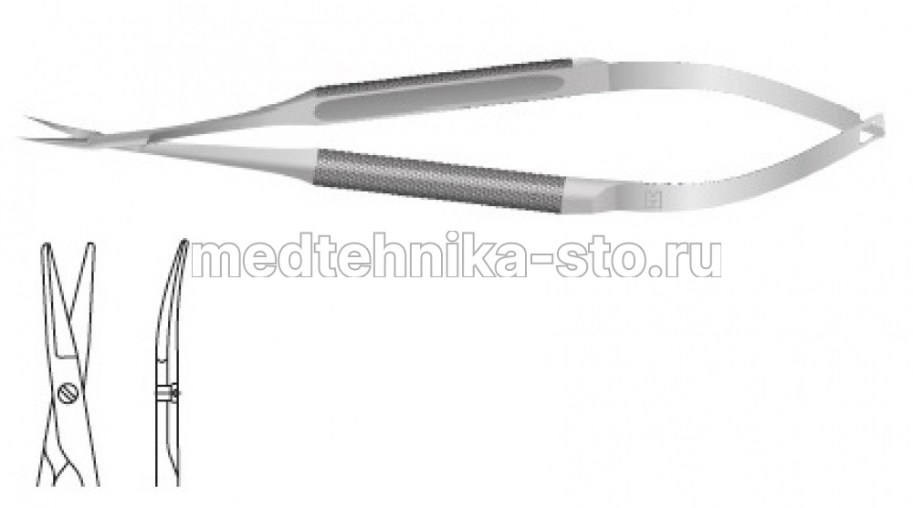 Ножницы м/х изогнутые, 140 мм, кр.р, р.ч. 7,5 мм притупл.