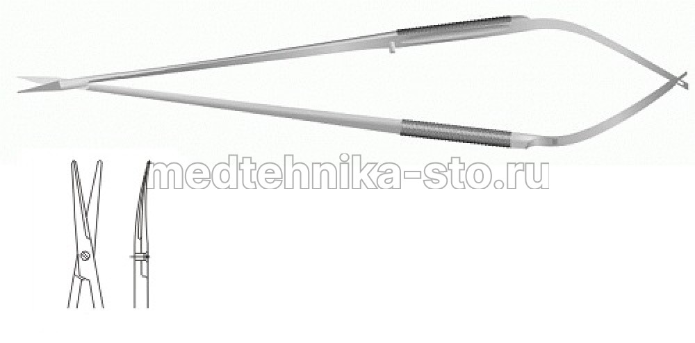 Ножницы м/х изогнутые, 180 мм, кр.р, т/к, р.ч. 15 мм