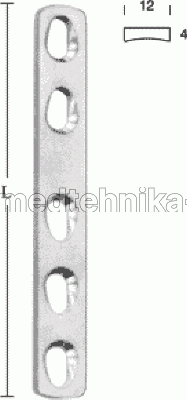 Пластина прямая узкая 12х4 мм, дл. 71 мм, 4 отв.